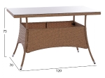 ΤΡΑΠΕΖΙ ΜΕΤΑΛΛΙΚΟ MILITARY RATTAN ΜΠΕΖ ΚΑΦΕ HM5141.32 120x70x75Υ εκ.