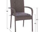 ΣΕΤ ΤΡΑΠΕΖΑΡΙΑΣ 5ΤΜΧ ΤΡΑΠ. 120X70 & ΠΟΛΥΘΡΟΝΕΣ WICKER RATTAN ΓΚΡΙ HM11711.31