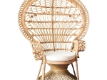 ΠΟΛΥΘΡΟΝΑ ROYAL PEACOCK HM9342 RATTAN ΣΕ ΦΥΣΙΚΟ-ΜΑΞΙΛΑΡΙ ΜΠΕΖ 114x72x150Yεκ.