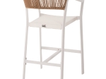 ΣΚΑΜΠΟ ΑΛΟΥΜΙΝΙΟΥ HM5892.12 ΜΕΣΑΙΟΥ ΥΨΟΥΣ RATTAN & TEXTLINE ΛΕΥΚΟ ΜΠΕΖ 55x56,5x99Y