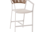 ΣΚΑΜΠΟ ΑΛΟΥΜΙΝΙΟΥ HM5892.12 ΜΕΣΑΙΟΥ ΥΨΟΥΣ RATTAN & TEXTLINE ΛΕΥΚΟ ΜΠΕΖ 55x56,5x99Y