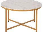 ΤΡΑΠΕΖΙ ΣΑΛΟΝΙΟΥ HM9420.01 WHITE MARBLE ΜΕΛΑΜΙΝΗ-ΧΡΥΣΗ ΜΕΤΑΛΛΙΚΗ ΒΑΣΗ Φ80x48,5Yεκ.
