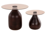 ΒΟΗΘΗΤΙΚΑ ΤΡΑΠΕΖΑΚΙΑ 2ΤΜΧ CHANG HM9668 ΞΥΛΟ MANGO-ΓΥΑΛΙ TOP Φ55x49,5Υ & Φ40x36,5Υεκ.
