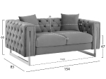 ΚΑΝΑΠΕΣ τ.CHESTERFIELD MOBAR HM3262.01 ΓΚΡΙ ΒΕΛΟΥΔΟ-ΜΕΤΑΛΛΙΚΑ ΠΟΔΙΑ 154x85x68Υεκ