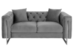 ΚΑΝΑΠΕΣ τ.CHESTERFIELD MOBAR HM3262.01 ΓΚΡΙ ΒΕΛΟΥΔΟ-ΜΕΤΑΛΛΙΚΑ ΠΟΔΙΑ 154x85x68Υεκ