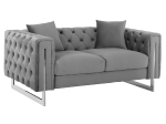ΚΑΝΑΠΕΣ τ.CHESTERFIELD MOBAR HM3262.01 ΓΚΡΙ ΒΕΛΟΥΔΟ-ΜΕΤΑΛΛΙΚΑ ΠΟΔΙΑ 154x85x68Υεκ