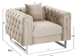 ΠΟΛΥΘΡΟΝΑ τ.CHESTERFIELD MOBAR HM3261.02 ΚΡΕΜ ΒΕΛΟΥΔΟ-ΜΕΤΑΛΛΙΚΑ ΠΟΔΙΑ 99x86,5x77Υεκ.