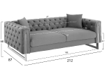 ΚΑΝΑΠΕΣ τ.CHESTERFIELD MOBAR HM3263.01 ΓΚΡΙ ΒΕΛΟΥΔΟ-ΜΕΤΑΛΛΙΚΑ ΠΟΔΙΑ 212x87x68Υεκ