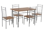 ΣΕΤ ΤΡΑΠΕΖΑΡΙΑΣ 5ΤΜΧ PEARY HM9416.02 ΜΕΤΑΛΛΟ ΑΣΗΜΙ-MDF ΣΟΝΑΜΑ 110x70x74Yεκ.