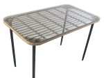 ΤΡΑΠΕΖΙ ΚΗΠΟΥ ARTELIBRE ANNIUS ΦΥΣΙΚΟ/ΜΑΥΡΟ ΜΕΤΑΛΛΟ/RATTAN/ΓΥΑΛΙ 120X70X78CM