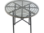 ΤΡΑΠΕΖΙ ΚΗΠΟΥ ARTELIBRE APPIUS ΓΚΡΙ/ΜΑΥΡΟ ΜΕΤΑΛΛΟ/RATTAN/ΓΥΑΛΙ 70X70X74CM