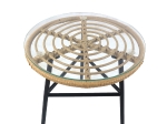 ΤΡΑΠΕΖΙ ΚΗΠΟΥ ARTELIBRE ARELLIUS ΦΥΣΙΚΟ/ΜΑΥΡΟ ΜΕΤΑΛΛΟ/RATTAN/ΓΥΑΛΙ 45X45X46CM