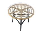 ΤΡΑΠΕΖΙ ΚΗΠΟΥ ARTELIBRE ARELLIUS ΦΥΣΙΚΟ/ΜΑΥΡΟ ΜΕΤΑΛΛΟ/RATTAN/ΓΥΑΛΙ 45X45X46CM