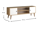 ΕΠΙΠΛΟ ΤΗΛΕΟΡΑΣΗΣ PARMA MEGAPAP ΑΠΟ ΜΕΛΑΜΙΝΗ ΧΡΩΜΑ WHITE - OAK 120X30X40ΕΚ.