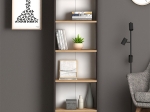 ΒΙΒΛΙΟΘΗΚΗ ΜΕΛΑΜΙΝΗΣ FLORA MEGAPAP ΧΡΩΜΑ INDUSTRIAL GREY - OAK 52X25X158ΕΚ.