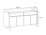 ΜΠΟΥΦΕΣ SILA MEGAPAP ΧΡΩΜΑ ΛΕΥΚΟ - ΓΚΡΙ 140X45X72ΕΚ.