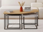 ΤΡΑΠΕΖΑΚΙ ΣΑΛΟΝΙΟΥ ΣΕΤ 3 ΤΜΧ. NESTY MEGAPAP ΧΡΩΜΑ SAPHHIRE OAK - ΓΚΡΙ ΡΕΤΡΟ - ΛΕΥΚΟ ΕΦΕ ΜΑΡΜΑΡΟΥ 110X60X48ΕΚ.