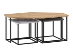 ΤΡΑΠΕΖΑΚΙ ΣΑΛΟΝΙΟΥ ΣΕΤ 3 ΤΜΧ. NESTY MEGAPAP ΧΡΩΜΑ SAPHHIRE OAK - ΓΚΡΙ ΡΕΤΡΟ - ΛΕΥΚΟ ΕΦΕ ΜΑΡΜΑΡΟΥ 110X60X48ΕΚ.
