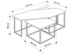 ΤΡΑΠΕΖΑΚΙ ΣΑΛΟΝΙΟΥ ΣΕΤ 3 ΤΜΧ. NESTY MEGAPAP ΧΡΩΜΑ SAPHHIRE OAK - ΓΚΡΙ ΡΕΤΡΟ - ΛΕΥΚΟ ΕΦΕ ΜΑΡΜΑΡΟΥ 110X60X48ΕΚ.
