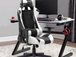 ΚΑΡΕΚΛΑ ΓΡΑΦΕΙΟΥ GAMING ALONSO MEGAPAP ΑΠΟ ΤΕΧΝΟΔΕΡΜΑ ΧΡΩΜΑ ΛΕΥΚΟ - ΜΑΥΡΟ 67X70X125/135 ΕΚ.