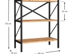 ΒΙΒΛΙΟΘΗΚΗ JOCASTA MEGAPAP ΜΕΤΑΛΛΙΚΗ - ΜΕΛΑΜΙΝΗΣ ΧΡΩΜΑ PINE OAK 66X34X85ΕΚ.