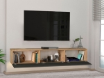 ΕΠΙΠΛΟ ΤΗΛΕΟΡΑΣΗΣ ΕΠΙΤΟΙΧΙΟ DAMLA MEGAPAP ΜΕ LED ΧΡΩΜΑ SAPPHIRE OAK - ΑΝΘΡΑΚΙ 180X29,5X29,5ΕΚ.
