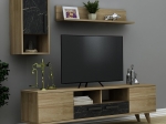 ΣΥΝΘΕΣΗ ΤΗΛΕΟΡΑΣΗΣ VINCI MEGAPAP ΑΠΟ ΜΕΛΑΜΙΝΗ ΧΡΩΜΑ SAPPHIRE OAK - ΜΑΥΡΟ ΕΦΕ ΜΑΡΜΑΡΟΥ 140X29,5X46ΕΚ.