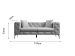 ΚΑΝΑΠΕΣ 2ΘΕΣΙΟΣ PWF-0579 PAKOWORLD ΤΥΠΟΥ CHESTERFIELD ΥΦΑΣΜΑ ΕΚΡΟΥ 197X90X73ΕΚ