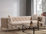 ΚΑΝΑΠΕΣ 3ΘΕΣΙΟΣ PWF-0579 PAKOWORLD ΤΥΠΟΥ CHESTERFIELD ΥΦΑΣΜΑ ΕΚΡΟΥ 237X90X73ΕΚ