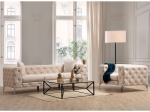 ΚΑΝΑΠΕΣ 3ΘΕΣΙΟΣ PWF-0579 PAKOWORLD ΤΥΠΟΥ CHESTERFIELD ΥΦΑΣΜΑ ΕΚΡΟΥ 237X90X73ΕΚ