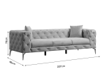 ΚΑΝΑΠΕΣ 3ΘΕΣΙΟΣ PWF-0579 PAKOWORLD ΤΥΠΟΥ CHESTERFIELD ΥΦΑΣΜΑ ΕΚΡΟΥ 237X90X73ΕΚ