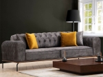ΚΑΝΑΠΕΣ-ΚΡΕΒΑΤΙ PWF-0596 PAKOWORLD ΤΥΠΟΥ CHESTERFIELD 3ΘΕΣΙΟΣ ΥΦΑΣΜΑ ΑΝΘΡΑΚΙ 225X92X78ΕΚ