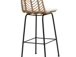 Σκαμπό μπαρ Naoki pakoworld pe rattan φυσικό-μαύρο πόδι 45x56x108εκ