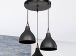 Φωτιστικό οροφής τρίφωτο Lofty pakoworld Ε27 μαύρο Φ40x80εκ
