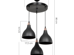 Φωτιστικό οροφής τρίφωτο Lofty pakoworld Ε27 μαύρο Φ40x80εκ