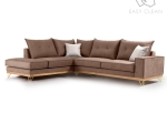 ΓΩΝΙΑΚΟΣ ΚΑΝΑΠΕΣ ΔΕΞΙΑ ΓΩΝΙΑ LUXURY II PAKOWORLD ΥΦΑΣΜΑ MOCHA-CREAM 290X235X95ΕΚ
