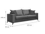 ΚΑΝΑΠΕΣ VERONA 3ΘΕΣΙΟΣ CREAM - ΜΑΞΙΛΑΡΙΑ MOCHA 225X93X100ΕΚ
