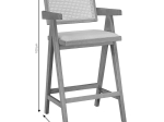 ΣΚΑΜΠΟ BAR WINSLOW PAKOWORLD ΞΥΛΟ RUBBERWOOD ΑΝΟΙΚΤΟ ΚΑΡΥΔΙ-PVC RATTAN ΦΥΣΙΚΟ-ΥΦΑΣΜΑ ΓΚΡΙ