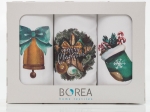 Borea Ποτηρόπανα Κουζίνας Χριστουγεννιάτικα Campanula Σετ 3ΤΜΧ (3) 50 x 70 cm Λευκό