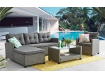 PATIO SET ΣΑΛΟΝΙ ΚΑΘΙΣΤΙΚΟ ΚΗΠΟΥ ΜΕΤΑΛΛΟ, WICKER ΓΚΡΙ ΜΑΞΙΛΑΡΙΑ ΣΚΟΥΡΟ ΓΚΡΙ
