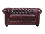 CHESTERFIELD BIRMINGHAM ΚΑΝΑΠΕΣ 2ΘΕΣΙΟΣ ΣΑΛΟΝΙΟΥ ΚΑΘΙΣΤΙΚΟΥ, ΔΕΡΜΑ ANTIQUE RED