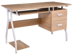 UNIT ΓΡΑΦΕΙΟ Η/Υ ΜΕΤΑΛΛΟ ΒΑΦΗ ΑΣΠΡΟ, MELAMINE ΑΠΟΧΡΩΣΗ SONOMA