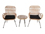 SALSA DUO SET ΚΑΘΙΣΤΙΚΟ ΚΗΠΟΥ ΜΕΤΑΛΛΟ ΜΑΥΡΟ - ΓΥΑΛΙ - WICKER ΦΥΣΙΚΟ: ΤΡΑΠΕΖΑΚΙ+2 ΠΟΛΥΘΡΟΝΕΣ