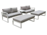 ORBEA SET ΚΑΘΙΣΤΙΚΟ ΚΗΠΟΥ ALU ΑΣΠΡΟ, ΚΑΝΑΠΕΣ 4Θ+2 ΠΑΓΚΟΙ+ ΤΡΑΠΕΖΙ, ΜΑΞΙΛΑΡΙ ΜΠΕΖ