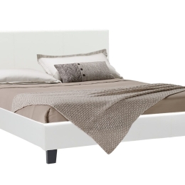 Κρεβάτι Nevil pakoworld 150x200 PU χρώμα λευκό ματ