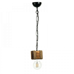 Φωτιστικό Οροφής 5318-1 10x80cm 1xΕ27 Natural Inlight Ξύλο,Σχοινί
