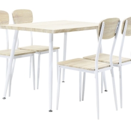 Σετ τραπεζαρία Rina pakoworld 5 τμχ επιφάνεια MDF χρώμα sonoma oak white matte
