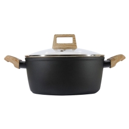 Κατσαρόλα Με Γυάλινο Καπάκι Earth Φ20cm 01-10201 Black Estia 20cm Αλουμίνιο