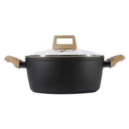 Κατσαρόλα Με Γυάλινο Καπάκι Earth Φ24cm 01-10218 Black Estia 24cm Αλουμίνιο