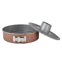Φόρμα Κέικ Με Μαρμάρινη Επίστρωση 01-8468 Φ28cm Brown-Black Estia Αλουμίνιο